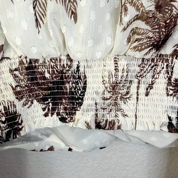 Joie Desert Palm Tree Faux Wrap Long Sleeve Crop Blouse Size S - Picture 8 of 9